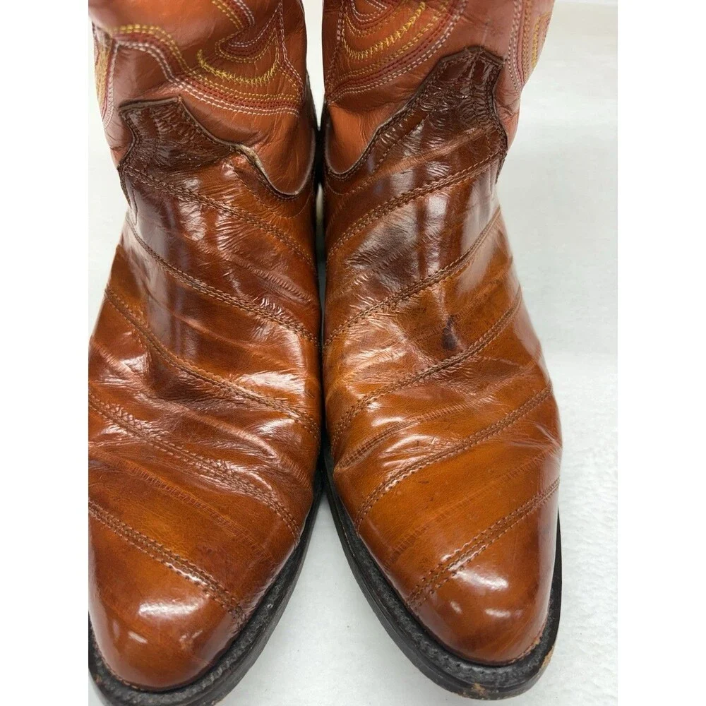 Vintage Y2K Francotirador Men’s Boots Genuine Anguila Eel Skin Cognac Sz 10 1/2